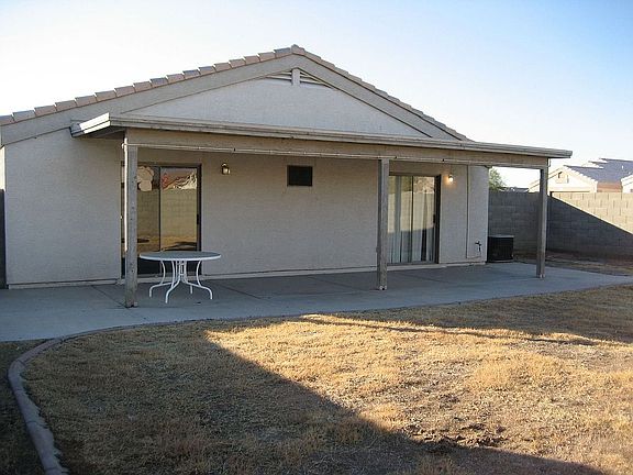 Back yard with covered porch