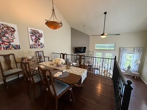 Dining room looking over living room