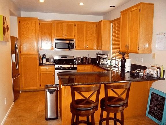 Granite countertops and stainless steal applicances.