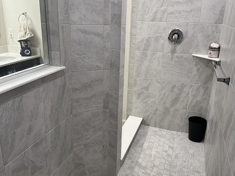 Walk-in shower in the master bathroom