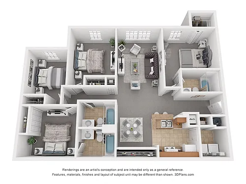 Floor plan Four Bedroom Three Bath
