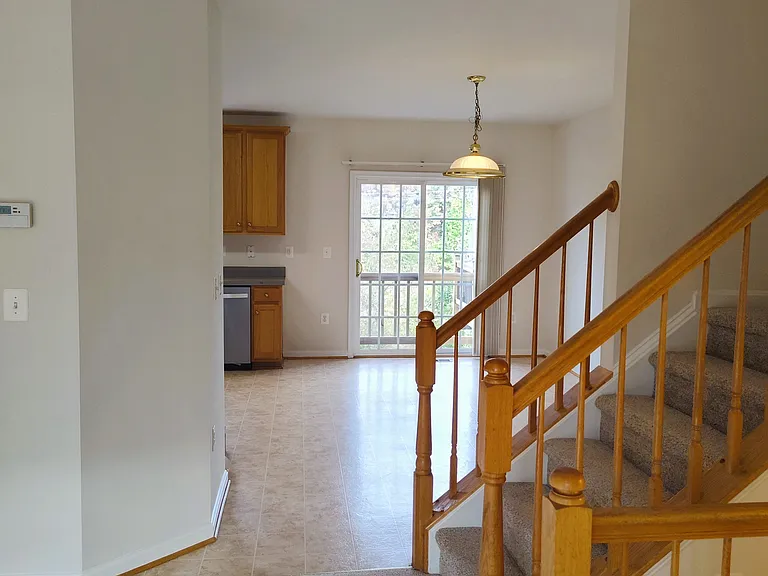 Main floor, living room looking into kitchen