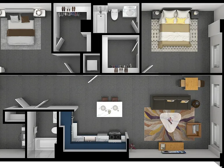 2 Bedrooms - Units 1204, 1304, 1404, 1504
