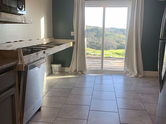 kitchen looking out sliding door
