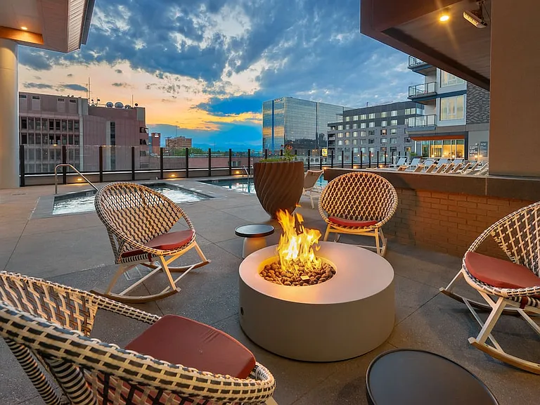 Pool area fire pit