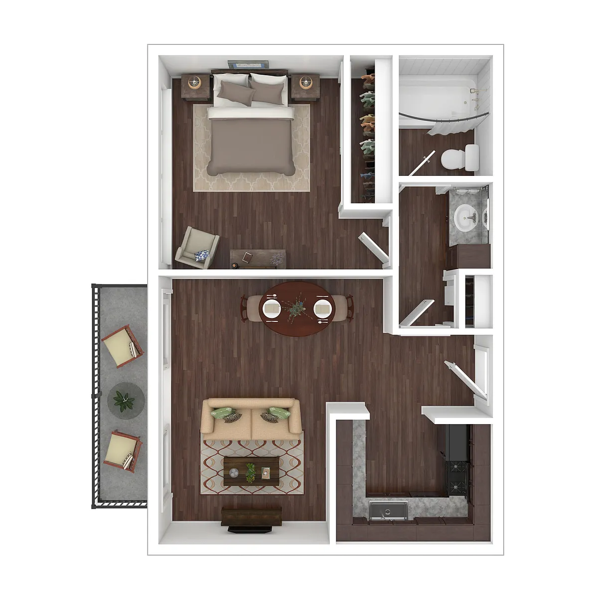 Floor plan One Bedroom 80% AMI - Income Restricted