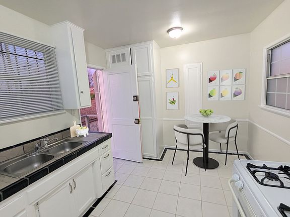 Kitchen, table set staged