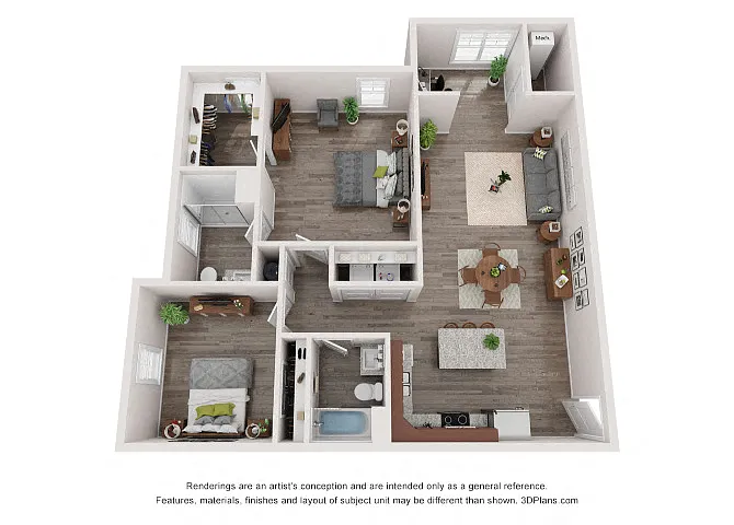 Floor plan 2 Bedrooms 2 Bath w/Sunroom