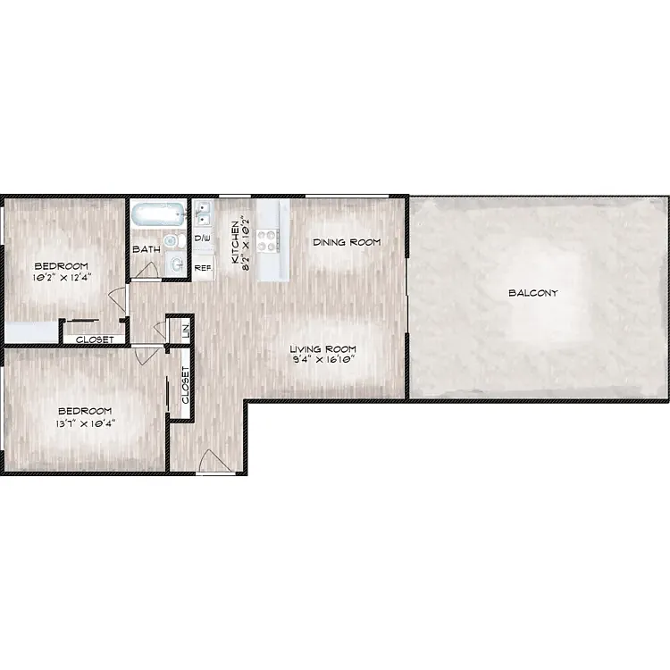 Floor plan Penthouse Two Bed with Terrace