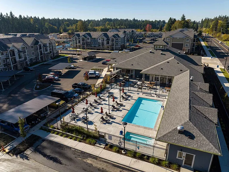 Dive into Modera Lacey's tranquil resort-style pool and unwind in our heated spa.
