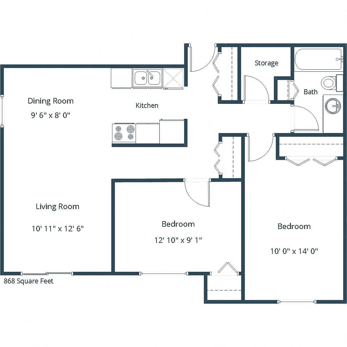 Floor plan Two Bedroom 21B
