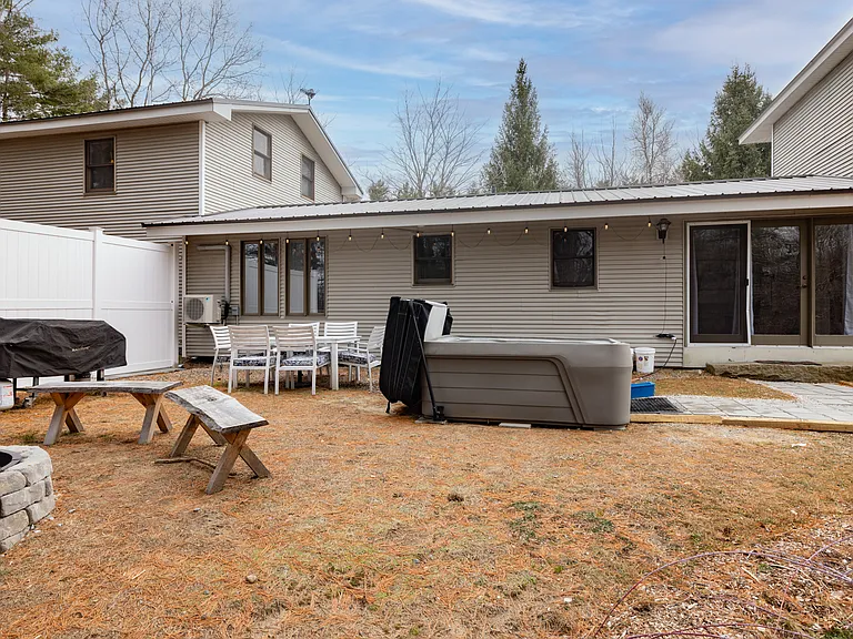 Backyard. Does not include hot tub.