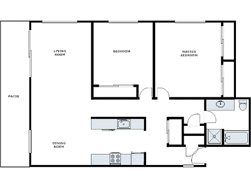 Floor plan 2 Bed / 1 Bath: Type B
