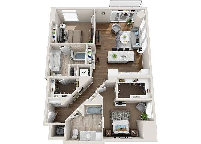 Floor plan 2BR/2BA B2B