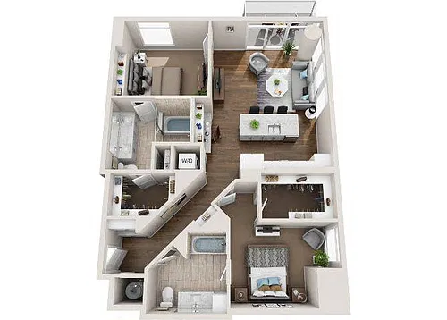 Floor plan 2BR/2BA B2B