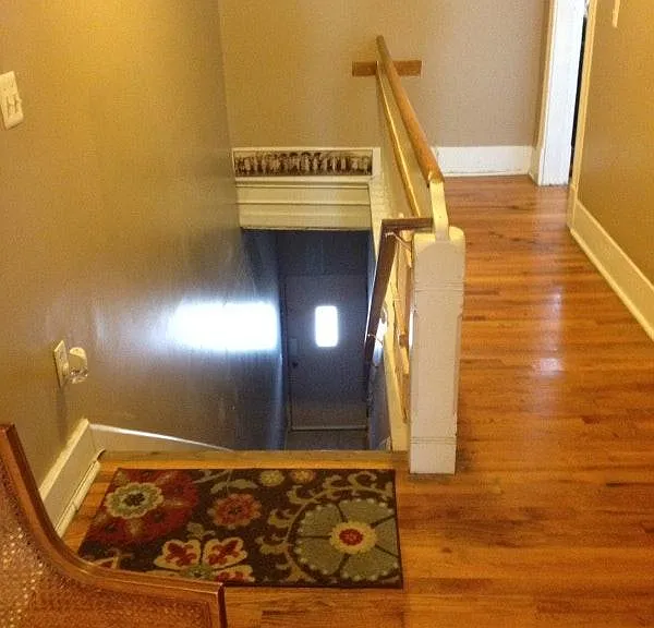 Stair landing from outside door