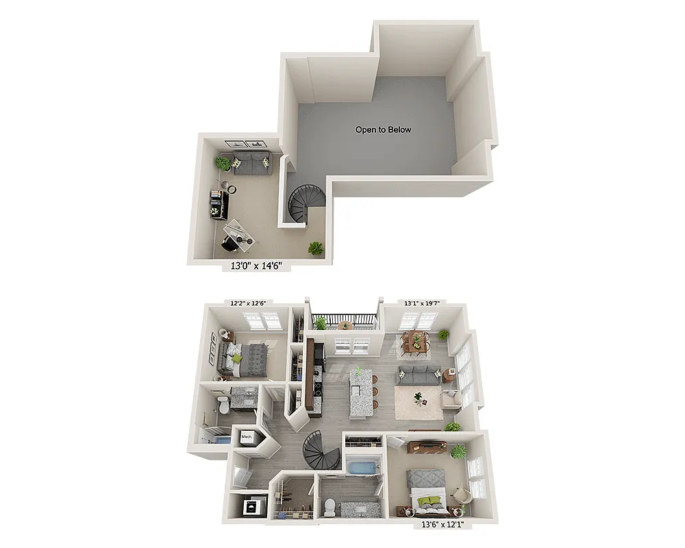 Floor plan Two Bedroom B2CL