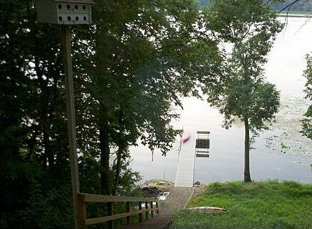 Lake with dock and boat lift 