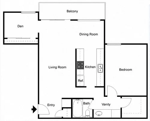 Floor plan 1 Bedroom 1 Bath Den