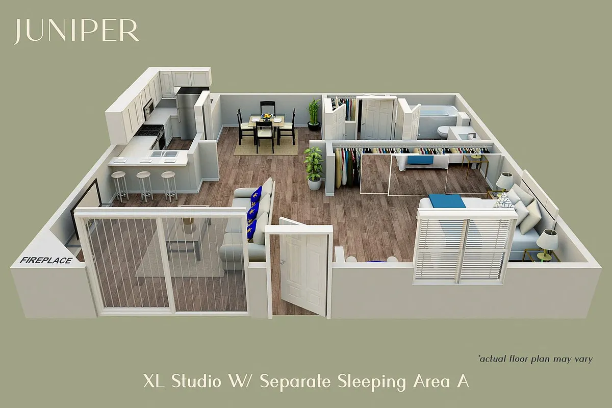 Floor plan XL Studio With Separate Sleeping Area