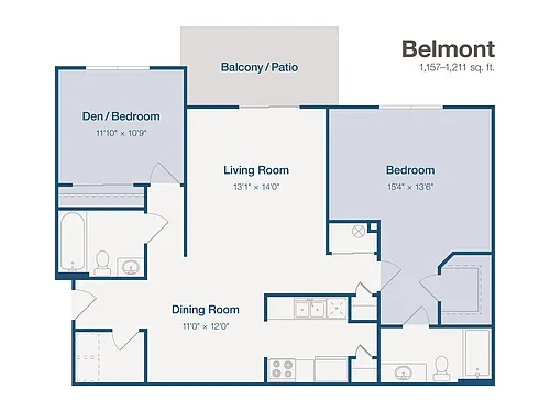 Floor plan 2BD, 2Bth