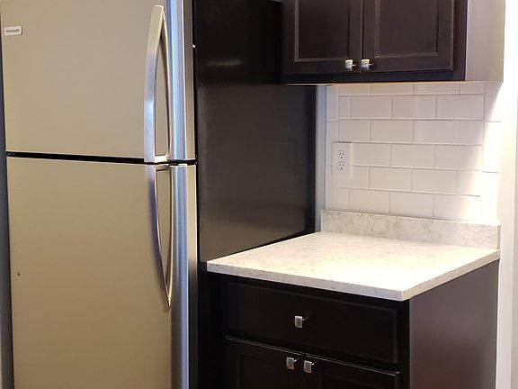 Beautiful, newly renovated kitchen with quartz countertops, maple cabinets, stainless steel appliances and Keystone Pine 6" plank flooring