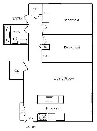 Floor plan 2 Bedrom 1 Bath