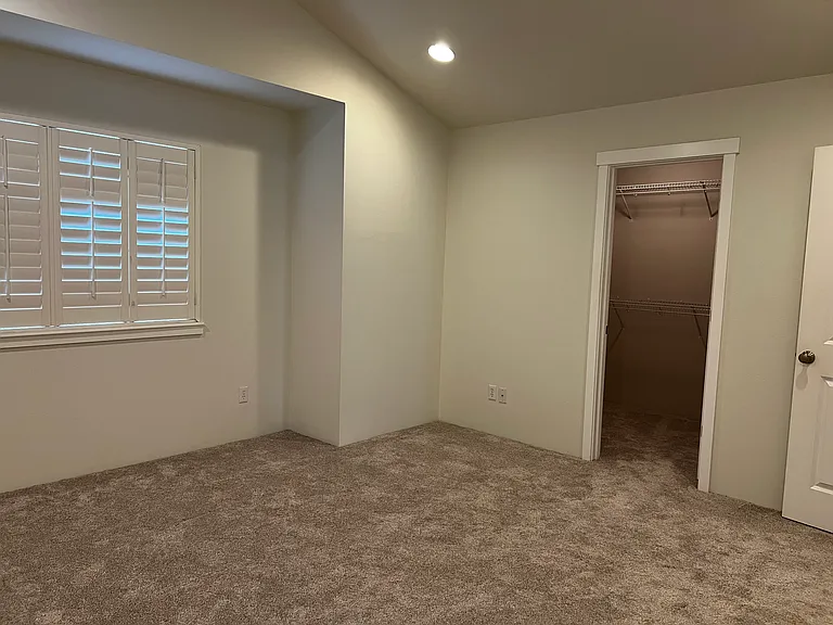 Primary bedroom with walk in closet