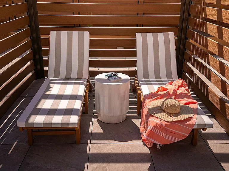 Poolside Cabanas with Lounge Chairs