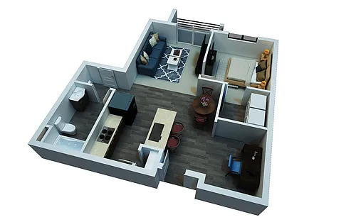 Floor plan Apartment Style 1 Bedroom 1 Bathroom