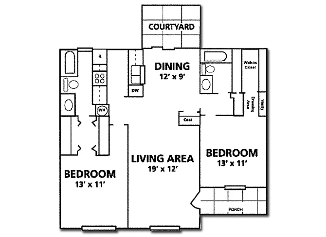 Floor plan 2 bed/2 bath Monaco