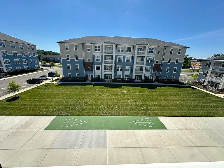 View from deck into courtyard