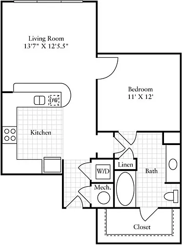 Floor plan 1 Bedroom A