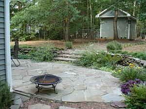 stone patio for cozy fires in the fall