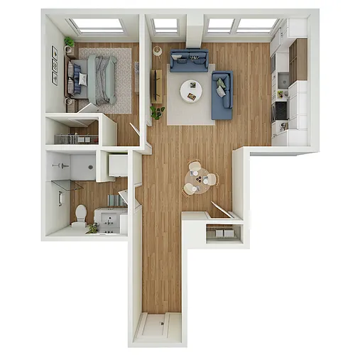 Floor plan 1 Bed 1 Bath - a38.1