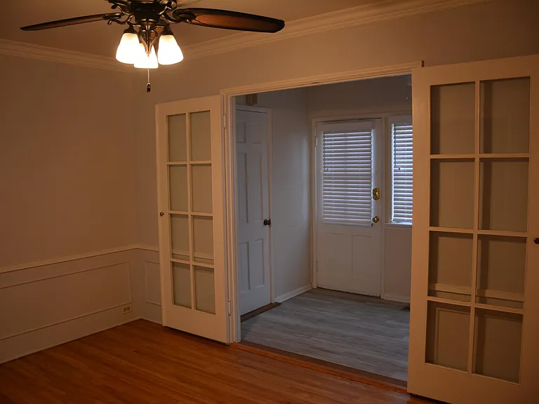 Dining room looking towards laundry room and back door.