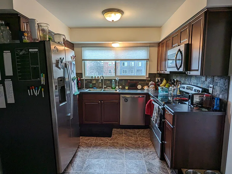 Kitchen with stainless steel appliances