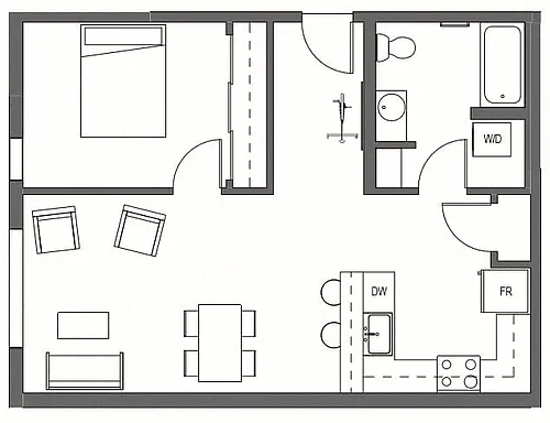 Floor plan One Bedroom - A5