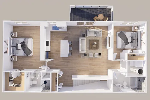 Floor plan Upper - Rear View - 2 Stall