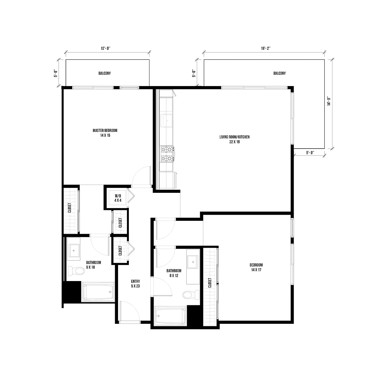Floor plan 2 Bedroom 1