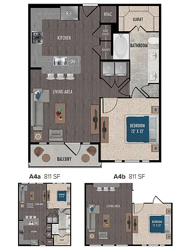 Floor plan A4b-1x1
