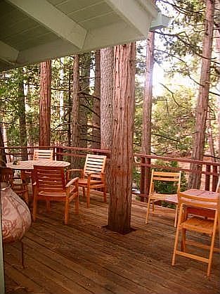 On the deck facing the Creek