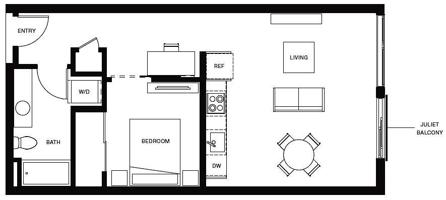Floor plan Urban 1 Bedroom U6