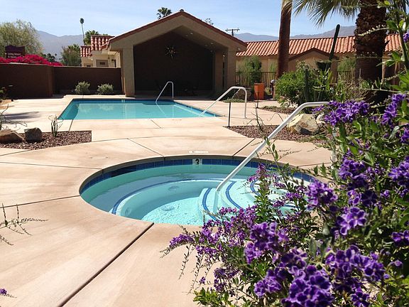 Spa, pool and shady table & chair area