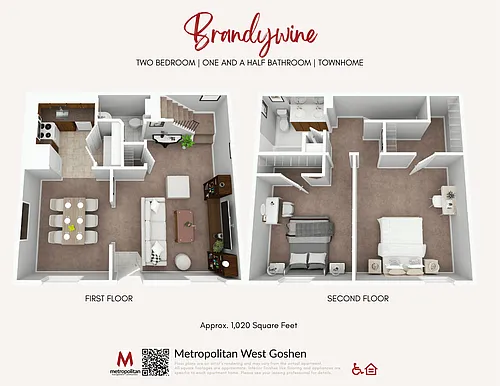 Floor plan Two Bedroom Brandywine Townhome