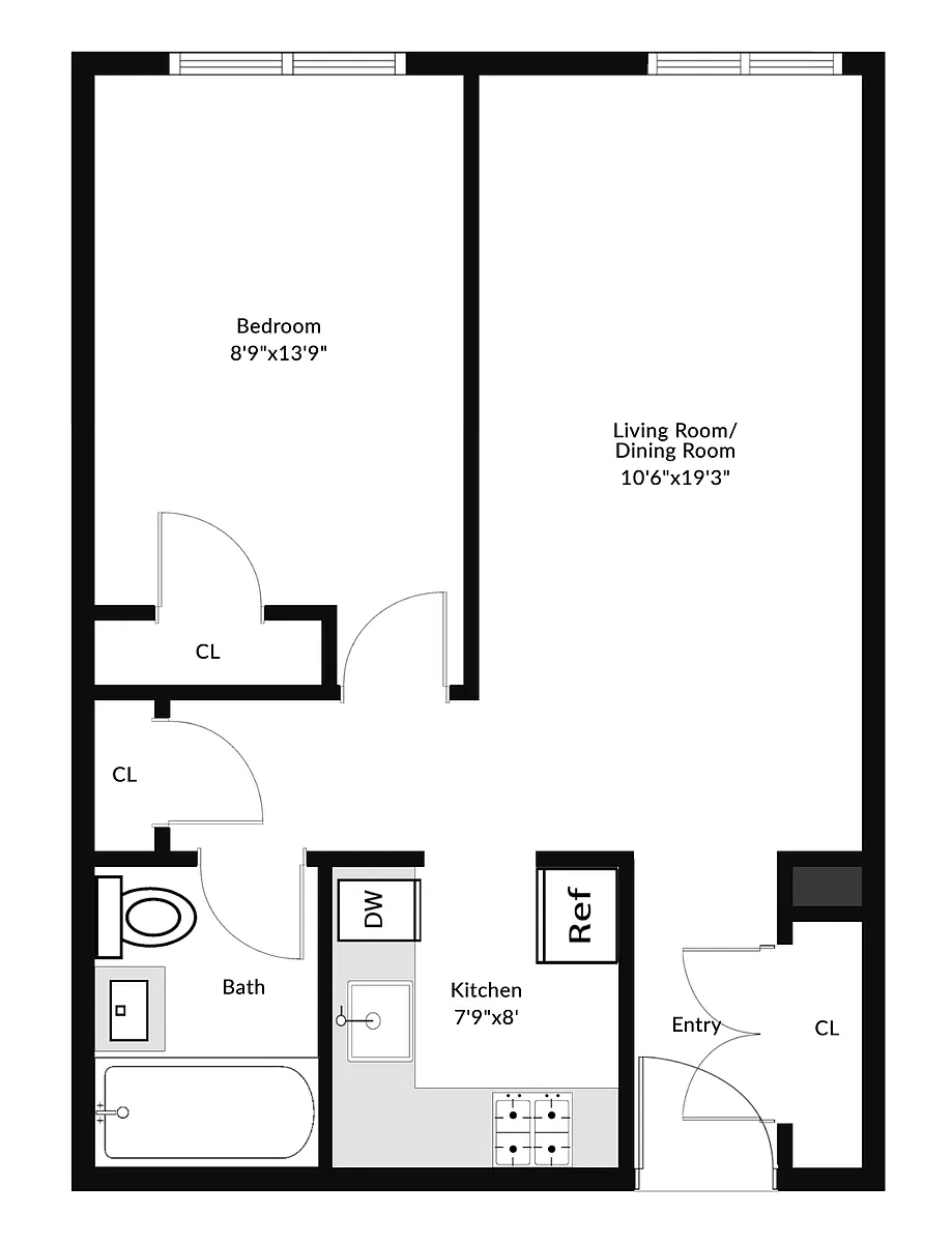 Floor plan One Bed One Bath