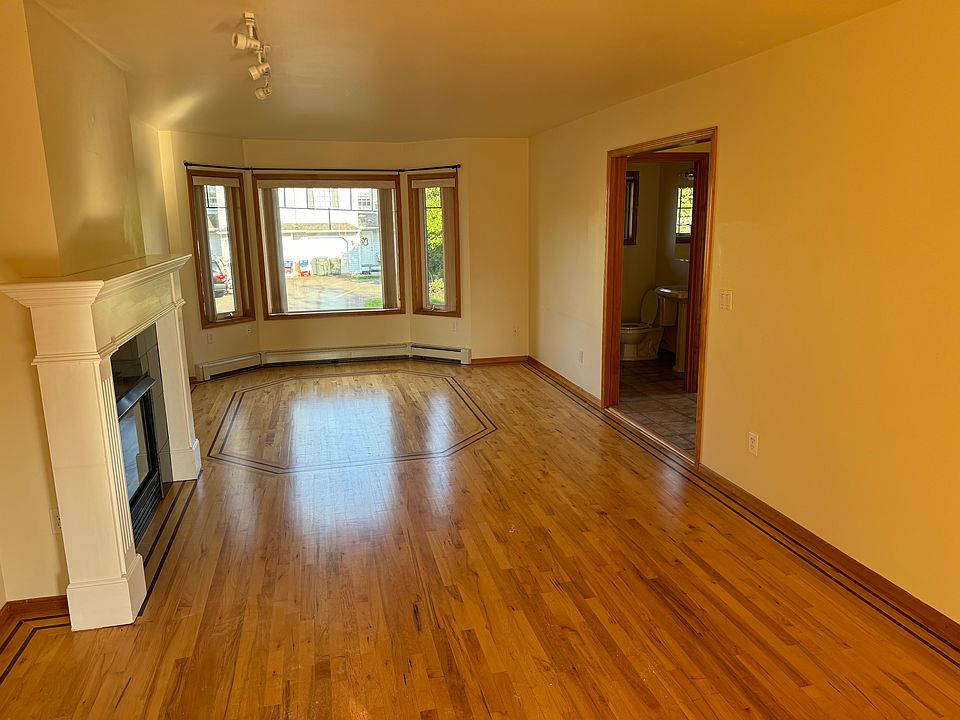 Living room and fireplace.