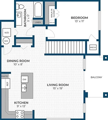 Floor Plan 1F | Seasons at Franklin | Apartments in Franklin, WI Floor Plan 1F | Seasons at Franklin | Apartments in Franklin, WI