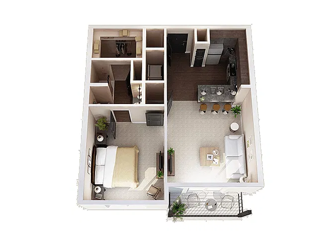Floor plan 1 Bed 1 Bath D