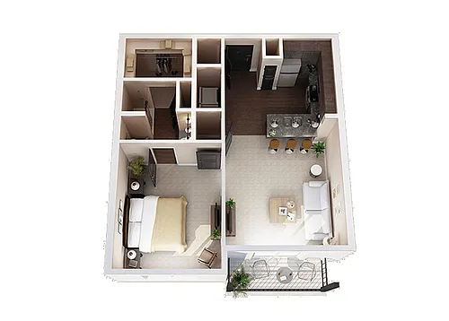 Floor plan 1 Bed 1 Bath D